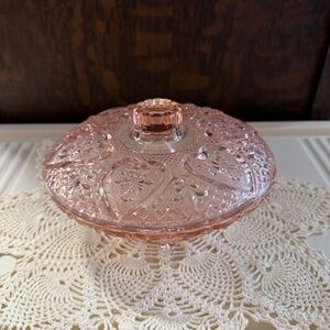 Vintage Pink Depression Glass Dish with Lid